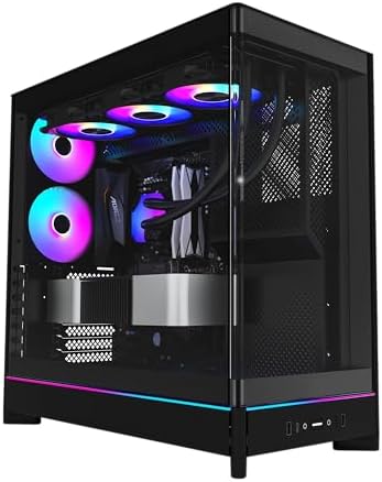 Montech HS Series ATX Mid Tower PC Case  Gaming PC  High Airflow  Reversible Layout  Sturdy Curved Tempered Glass Front Panel  5X ARGB PWM Fan Pre Installed  Sink in Design  HS01 PRO Black 