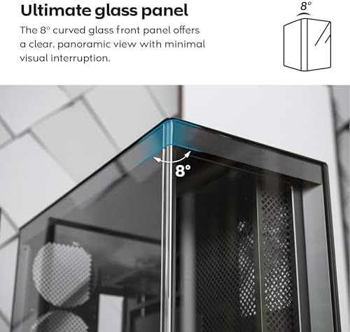 Montech HS Series ATX Mid Tower PC Case  Gaming PC  High Airflow  Reversible Layout  Sturdy Curved Tempered Glass Front Panel  5X ARGB PWM Fan Pre Installed  Sink in Design  HS01 PRO Black 