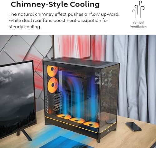 Montech HS Series ATX Mid Tower PC Case  Gaming PC  High Airflow  Reversible Layout  Sturdy Curved Tempered Glass Front Panel  5X ARGB PWM Fan Pre Installed  Sink in Design  HS01 PRO Black 