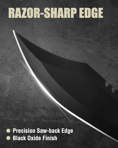 Mossy Oak Survival Hunting Knife with Sheath  15 inch Fixed Blade Tactical Bowie Knife with Sharpener & Fire Starter for Camping  Outdoor  Bushcraft