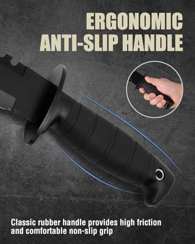 Mossy Oak Survival Hunting Knife with Sheath  15 inch Fixed Blade Tactical Bowie Knife with Sharpener & Fire Starter for Camping  Outdoor  Bushcraft