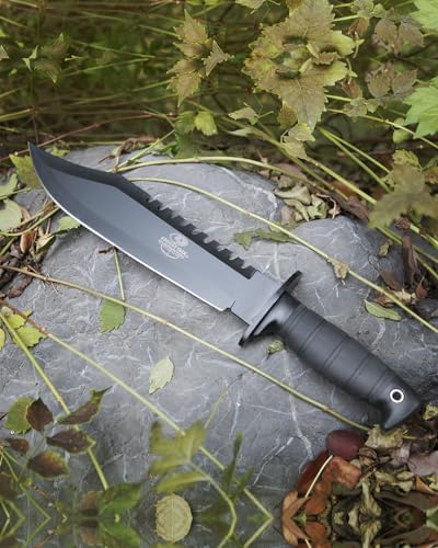 Mossy Oak Survival Hunting Knife with Sheath  15 inch Fixed Blade Tactical Bowie Knife with Sharpener & Fire Starter for Camping  Outdoor  Bushcraft