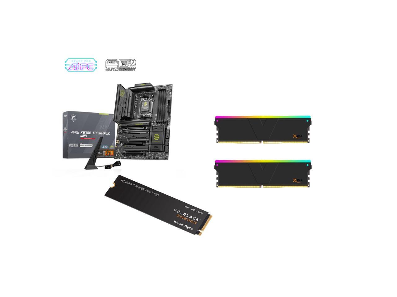Motherboard Memory Combo    MSI MAG X870E TOMAHAWK WIFI MB Bundle with  V COLOR 2 x 16GB DDR5 6000 RGB TMXSAL1660828KWK  plus WD BLACK 1TB SN850X NVMe Internal Gaming SSD