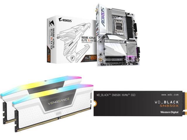 Motherboard Memory SSD Combo    GIGABYTE B650E AORUS ELITE X ICE Bundle with  Corsair CMH32GX5M2E6000C36W  and SanDisk WDS200T2X0E