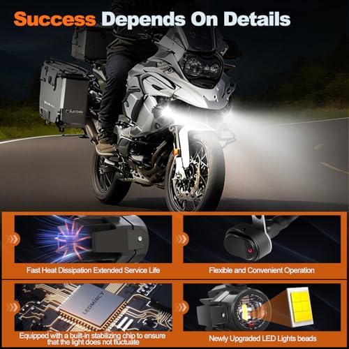 Motorcycle Auxiliary Lights LEDMIRCY Exploradoras LED para Moto with Switch Wiring Harness Kit Motorcycle Fog Lights IP68 Waterproof Driving Spot Light with Mount Brackets for ATV UTV Snowmobile