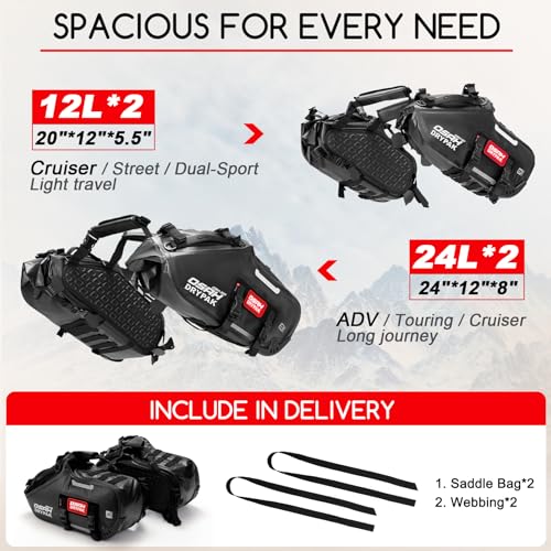 Motorcycle Saddle Bags  Waterproof Durable Saddlebags 48L 24L 2   Large Capacity Anti Vibration Pannier Bags  Ideal Luggage Bag for Adventure and Sport Motorcycle Racks  1 Pair