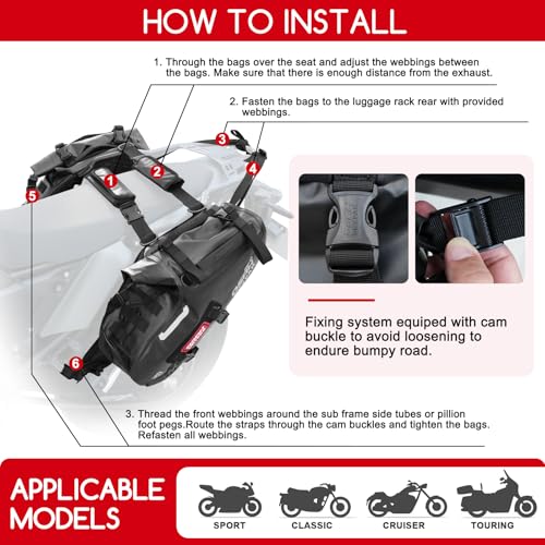 Motorcycle Saddle Bags  Waterproof Durable Saddlebags 48L 24L 2   Large Capacity Anti Vibration Pannier Bags  Ideal Luggage Bag for Adventure and Sport Motorcycle Racks  1 Pair