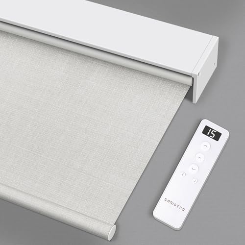 Motorized Roller Shade  Blackout  Rechargeable  Compatible with Alexa/Google Home/Apple Homekit  Aura White