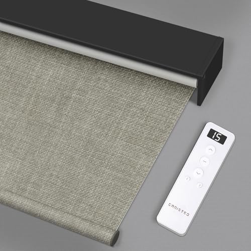 Motorized Roller Shade  Blackout  Rechargeable  Compatible with Alexa/Google Home/Apple Homekit  Aura White