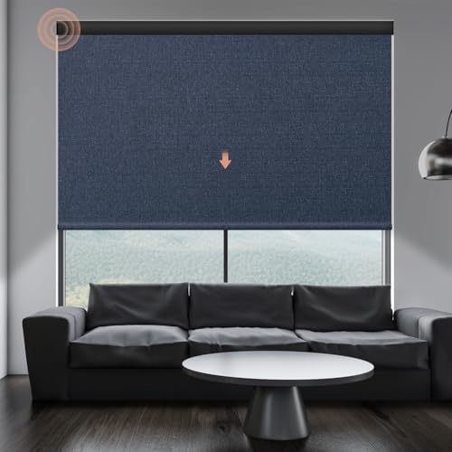 Motorized Roller Shade  Blackout  Rechargeable  Compatible with Alexa/Google Home/Apple Homekit  Aura White