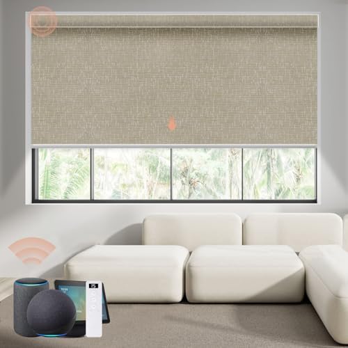 Motorized Roller Shade  Blackout  Rechargeable  Compatible with Alexa/Google Home/Apple Homekit  Aura White