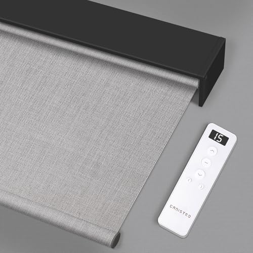 Motorized Roller Shade  Blackout  Rechargeable  Compatible with Alexa/Google Home/Apple Homekit  Aura White