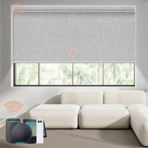Motorized Roller Shade  Blackout  Rechargeable  Compatible with Alexa/Google Home/Apple Homekit  Aura White