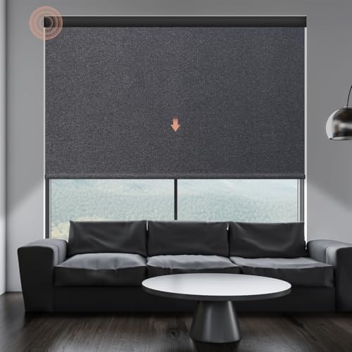 Motorized Roller Shade  Blackout  Rechargeable  Compatible with Alexa/Google Home/Apple Homekit  Aura White