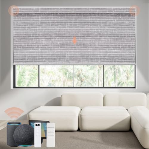 Motorized Roller Shade  Blackout  Rechargeable  Compatible with Alexa/Google Home/Apple Homekit  Aura White