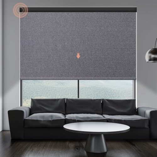 Motorized Roller Shade  Blackout  Rechargeable  Compatible with Alexa/Google Home/Apple Homekit  Aura White
