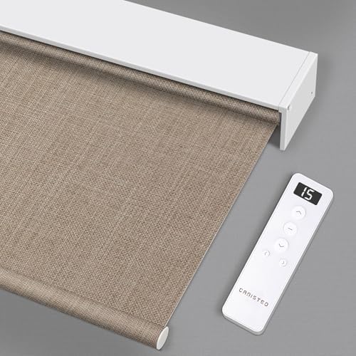 Motorized Roller Shade  Blackout  Rechargeable  Compatible with Alexa/Google Home/Apple Homekit  Aura White