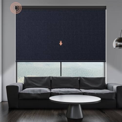 Motorized Roller Shade  Blackout  Rechargeable  Compatible with Alexa/Google Home/Apple Homekit  Aura White