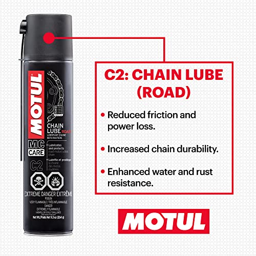 Motul C1 Chain Cleaner and C2 Motorcycle Chain Lube Kit with Brush  Gloves  and Sticker  Complete Road Motorcycle Maintenance Kit for Street Bikes and Karts