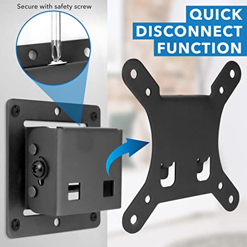 Mount It  Small TV Wall Mount with Quick Release   Fits 13 32 Inch Screens   Low Profile Slim Design   Tilting VESA Wall Mount 75x75 & 100x100   RV & Office Compatible   30lb Capacity