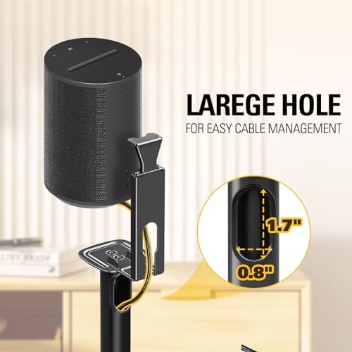 Mounting Dream Speaker Stand for Sonos Era 100  One  One SL  Play 1  Height Adjustable 32 5  42  Single Surround Sound Speaker Stand with Cable Management  13 2 LBS Loading MD5411