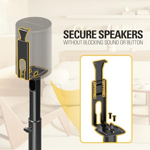 Mounting Dream Speaker Stand for Sonos Era 100  One  One SL  Play 1  Height Adjustable 32 5  42  Single Surround Sound Speaker Stand with Cable Management  13 2 LBS Loading MD5411