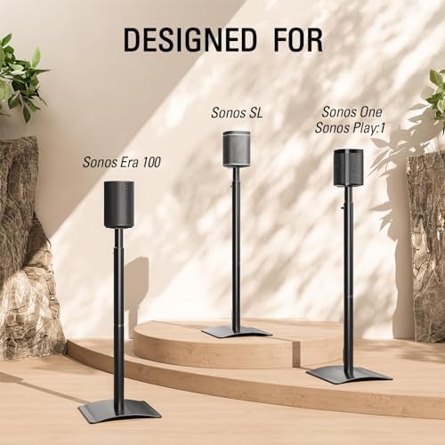 Mounting Dream Speaker Stand for Sonos Era 100  One  One SL  Play 1  Height Adjustable 32 5  42  Single Surround Sound Speaker Stand with Cable Management  13 2 LBS Loading MD5411