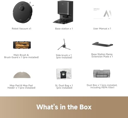 Mova E30 Pro Plus Robot Vacuum  19000Pa Suction  DuoRoller Brush Anti Tangle  Self Emptying 90 Day Hands Free  Extendable Side Brush for Edge Cleaning  App & Voice Control