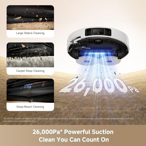 Mova P10 Pro Ultra Gen 2 Robot Vacuum and Mop  26 000Pa Suaction  212 F Hot Water Auto Mop Washing  1 Hour Hot Air Drying  Extenable Mop  All in One Dock  Triple Anti Tangle System for Home