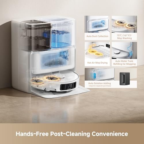 Mova P10 Pro Ultra Robot Vacuum and Mop 13 000Pa Suction  140 F Hot Water Auto Mop Washing & Drying  Dual Spinning Extenable Mop 10 5mm Lifting for Carpet  360 Obstacle Avoidance  App Control