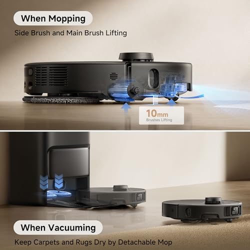 Mova P10 Pro Ultra Robot Vacuum and Mop 13 000Pa Suction  140 F Hot Water Auto Mop Washing & Drying  Dual Spinning Extenable Mop 10 5mm Lifting for Carpet  360 Obstacle Avoidance  App Control