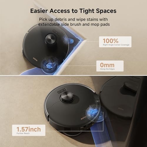 Mova P10 Pro Ultra Robot Vacuum and Mop 13 000Pa Suction  140 F Hot Water Auto Mop Washing & Drying  Dual Spinning Extenable Mop 10 5mm Lifting for Carpet  360 Obstacle Avoidance  App Control