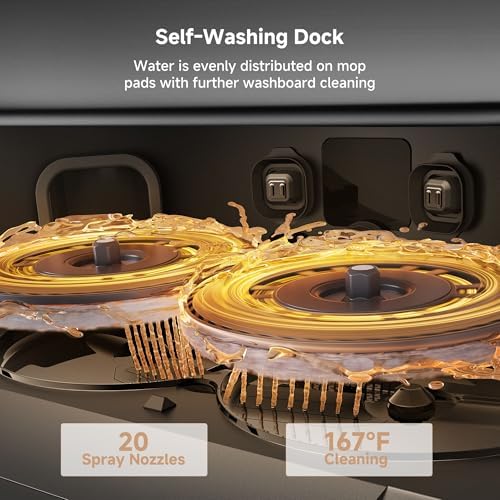 Mova P10 Pro Ultra Robot Vacuum and Mop 13 000Pa Suction  140 F Hot Water Auto Mop Washing & Drying  Dual Spinning Extenable Mop 10 5mm Lifting for Carpet  360 Obstacle Avoidance  App Control