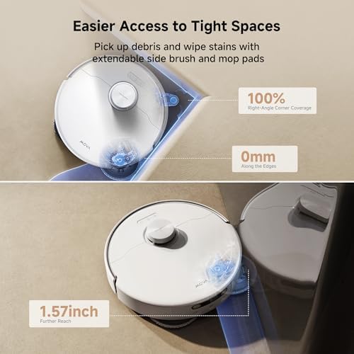 Mova P10 Pro Ultra Robot Vacuum and Mop 13 000Pa Suction  140 F Hot Water Auto Mop Washing & Drying  Dual Spinning Extenable Mop 10 5mm Lifting for Carpet  360 Obstacle Avoidance  App Control
