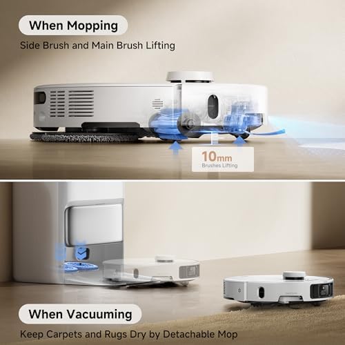 Mova P10 Pro Ultra Robot Vacuum and Mop 13 000Pa Suction  140 F Hot Water Auto Mop Washing & Drying  Dual Spinning Extenable Mop 10 5mm Lifting for Carpet  360 Obstacle Avoidance  App Control