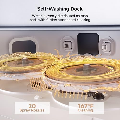 Mova P10 Pro Ultra Robot Vacuum and Mop 13 000Pa Suction  140 F Hot Water Auto Mop Washing & Drying  Dual Spinning Extenable Mop 10 5mm Lifting for Carpet  360 Obstacle Avoidance  App Control