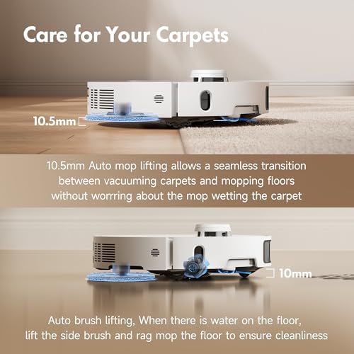 Mova P10 Pro Ultra Robot Vacuum and Mop 13 000Pa Suction  140 F Hot Water Auto Mop Washing & Drying  Dual Spinning Extenable Mop 10 5mm Lifting for Carpet  360 Obstacle Avoidance  App Control