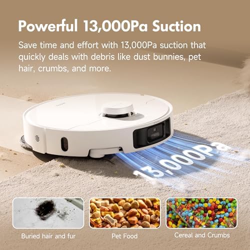 Mova P10 Pro Ultra Robot Vacuum and Mop 13 000Pa Suction  140 F Hot Water Auto Mop Washing & Drying  Dual Spinning Extenable Mop 10 5mm Lifting for Carpet  360 Obstacle Avoidance  App Control