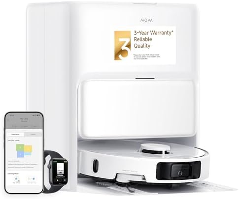 Mova P10 Pro Ultra Robot Vacuum and Mop 13 000Pa Suction  140 F Hot Water Auto Mop Washing & Drying  Dual Spinning Extenable Mop 10 5mm Lifting for Carpet  360 Obstacle Avoidance  App Control