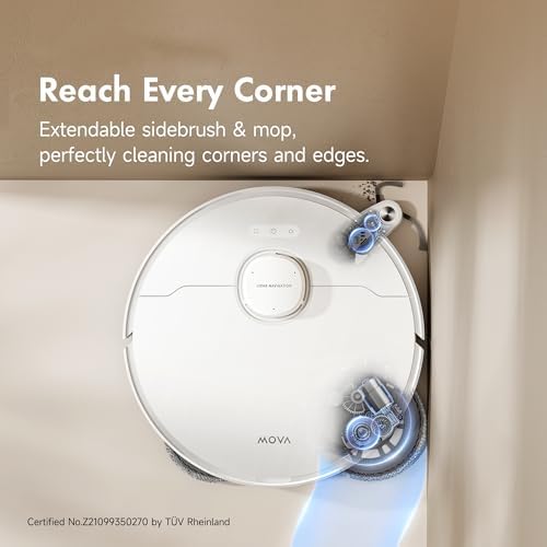 Mova P10 Pro Ultra Robot Vacuum and Mop 13 000Pa Suction  140 F Hot Water Auto Mop Washing & Drying  Dual Spinning Extenable Mop 10 5mm Lifting for Carpet  360 Obstacle Avoidance  App Control