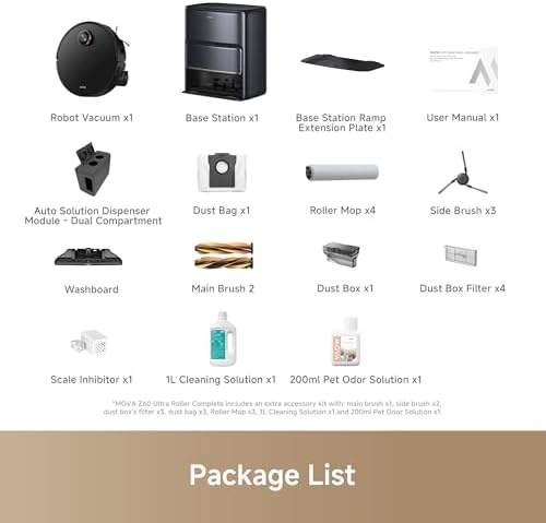 Mova Z60 Ultra Roller Complete Robot Vacuum and Mop  28 000Pa Suction  3 14in Obstacle Crossing  AutoShield for Carpet Protection  Zero Tangling Duobrush  Extendable Roller & Side Brush