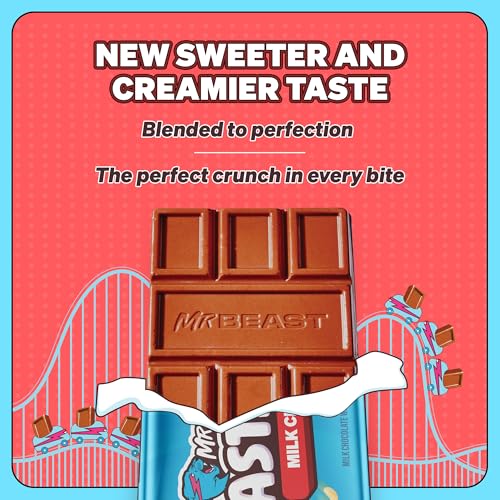 MrBeast Feastables Milk Chocolate Crunch Bar  King Size  10 Count  Crispy Rice Chocolate Candy  Fairtrade Cocoa  2 1oz Each