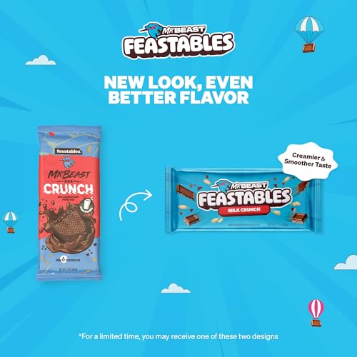 MrBeast Feastables Milk Chocolate Crunch Bar  King Size  10 Count  Crispy Rice Chocolate Candy  Fairtrade Cocoa  2 1oz Each