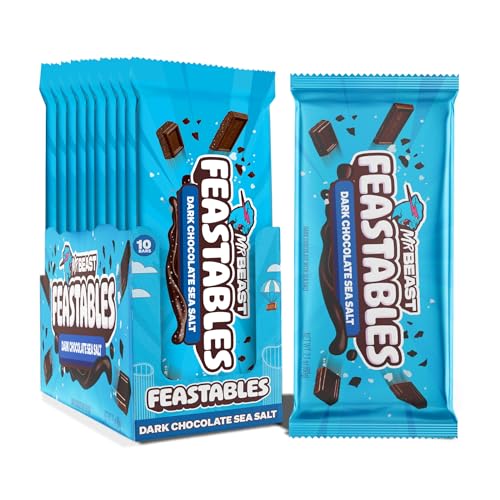 MrBeast Feastables Milk Chocolate Crunch Bar  King Size  10 Count  Crispy Rice Chocolate Candy  Fairtrade Cocoa  2 1oz Each
