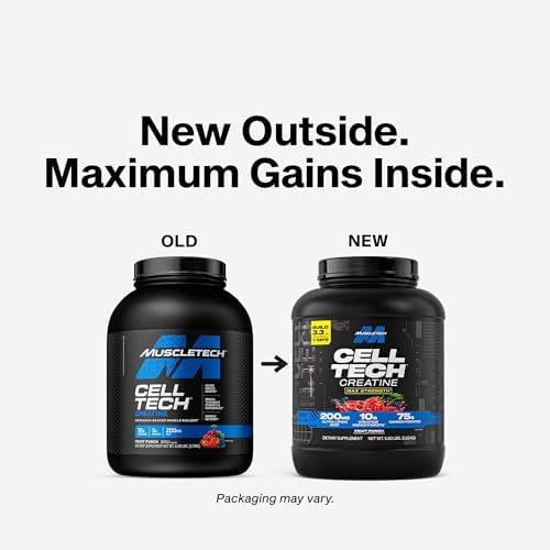 MuscleTech Creatine Monohydrate Powder   Cell Tech Creatine Powder Post Workout Recovery Drink  Muscle Builder & Musclebuilding Creatine Supplement   Fruit Punch  6 lbs  56 Serv    Packaging May Vary