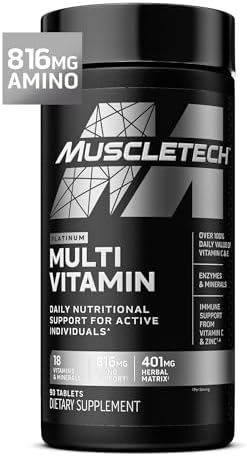 MuscleTech Platinum Multivitamins for Men & Women   Multi Vitamin Supplement for Immune Support   18 Vitamins & Minerals  Vitamin A C D E B6 B12   Daily Workout Supplements for Men   90 Capsules