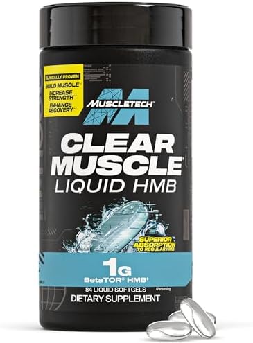 Muscletech HMB Supplements 1000mg  Clear Muscle  42 Liquid Softgels    Highest Grade HMB for Lean Muscle & Recovery HMB Free Acid Muscle Supplement Help Decrease Muscle Breakdown   Packaging May Vary