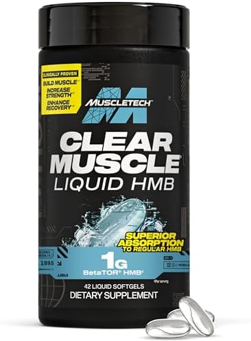 Muscletech Suplementos HMB de 1000 mg, músculo claro (42 cápsulas blandas líquidas) – HMB de mayor grado para músculo magro y recuperación– Suplemento muscular ácido libre de HMB – Ayuda a disminuir