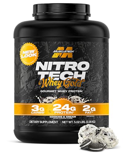 Muscletech Whey Protein Powder  Cookies & Cream  5LB    Nitro Tech Whey Protein Isolate Smoothie Mix for Lean Muscle & Recovery   24g of Whey Gold Protein for Women & Men   Packaging May Vary