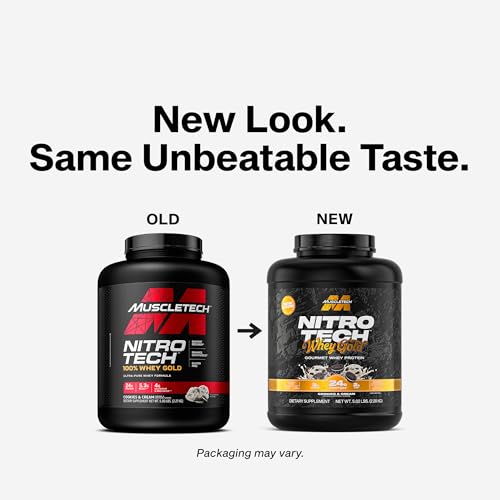 Muscletech Whey Protein Powder  Cookies & Cream  5LB    Nitro Tech Whey Protein Isolate Smoothie Mix for Lean Muscle & Recovery   24g of Whey Gold Protein for Women & Men   Packaging May Vary